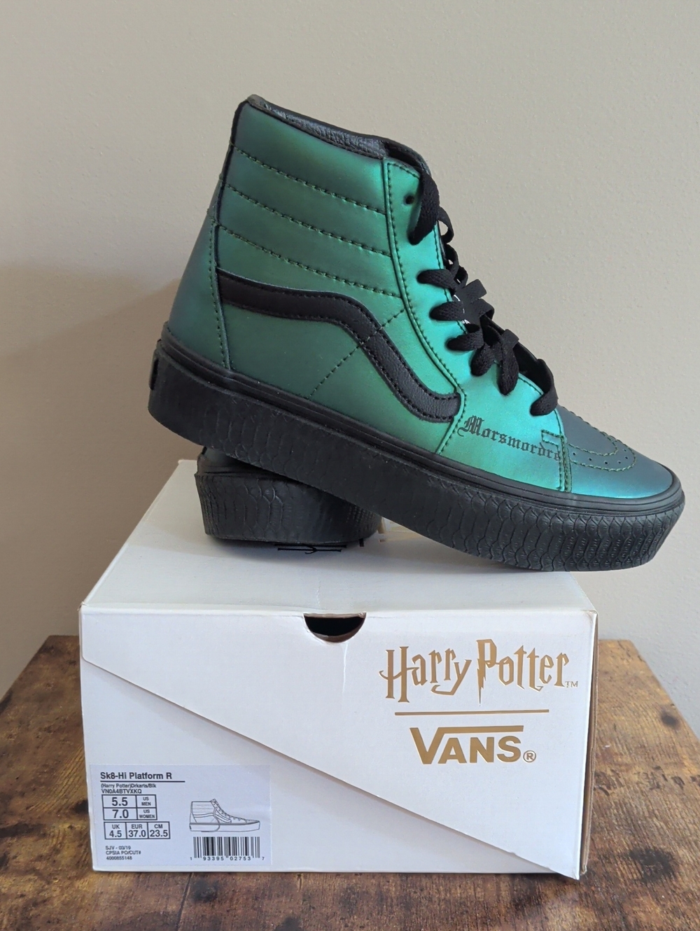 Vans Harry Potter Dark Arts Green and Black High-Top Platform Sneakers